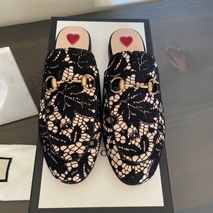 Black Lace Gucci Princetown Loafer 35
